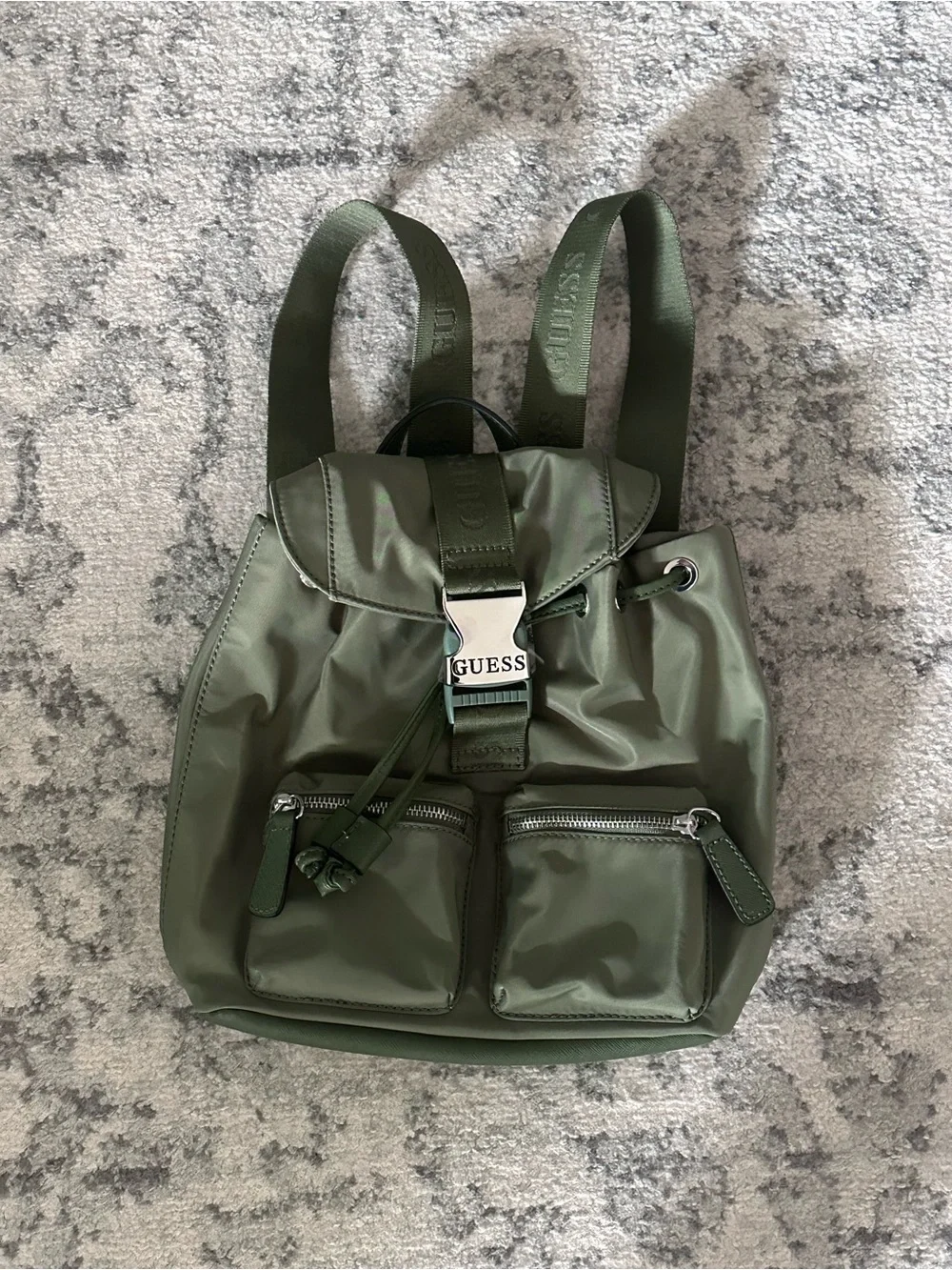 GUESS Olive Green Drawstring Backpack